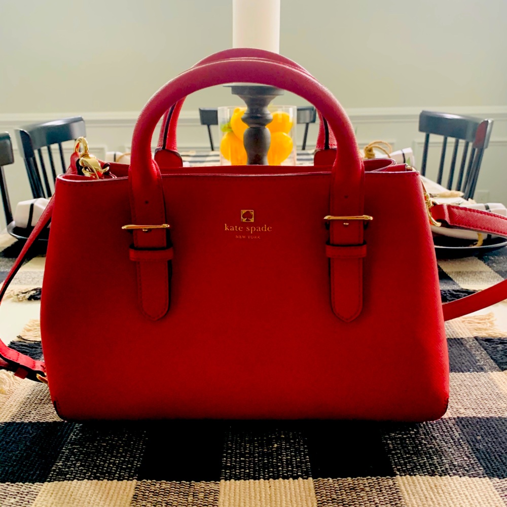 Kate Spade Bright Red Evangelie Satchel Crossbody